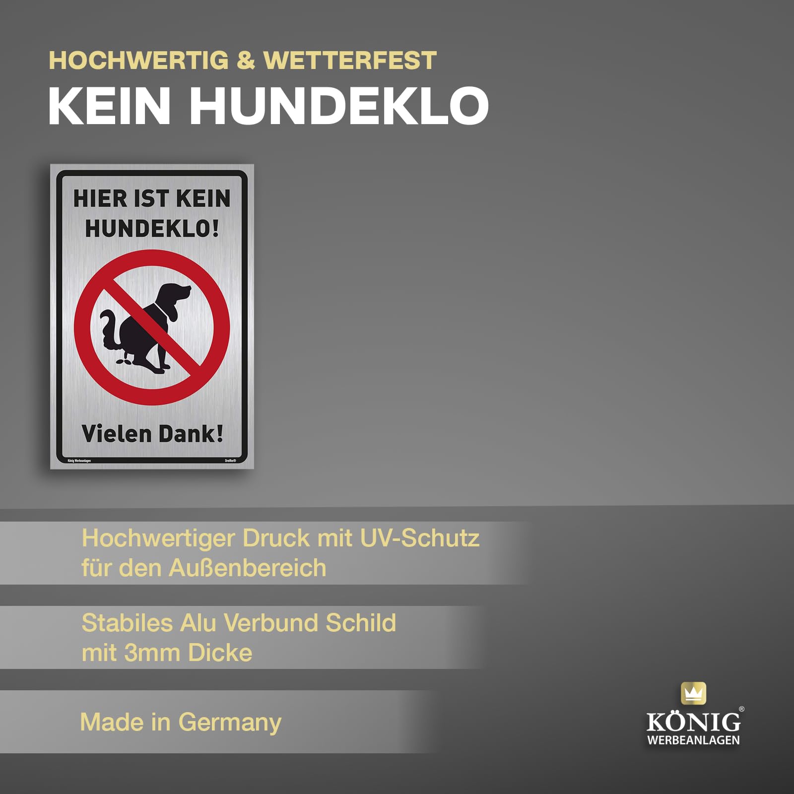 Goodvia Panonceau Interdit Aux Chiens 30x30cm Aluminium Avec Colonnes 90cm, Réfléchissant Panneau Chien Crotte Convient Pour L'extérieur