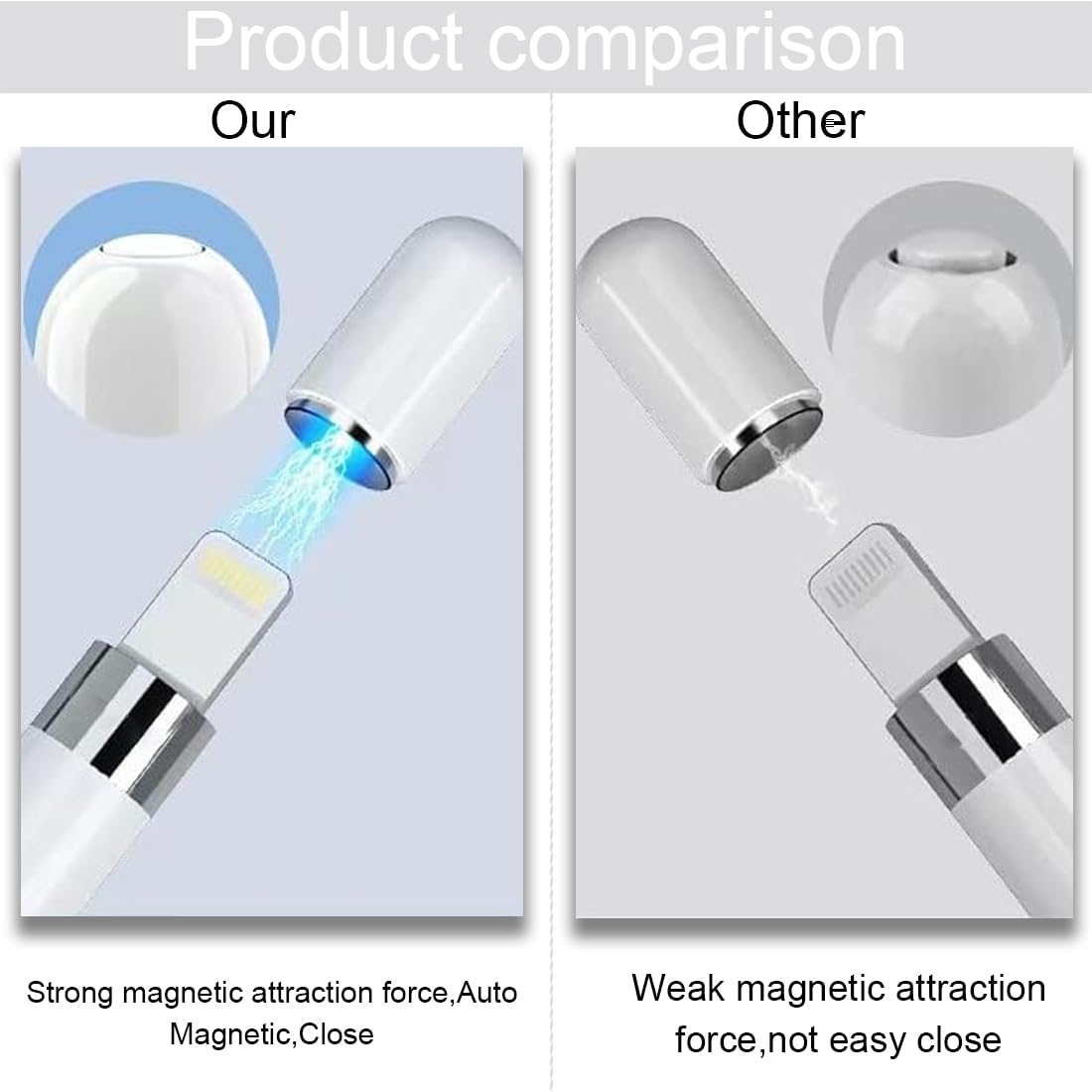 2 szt. Apple Pencil białe magnetyczne zatyczki 1. generacji Apple Pencil magnetyczne nasadki wymienne w zestawie 2 silikonowe nakładki zapobiegające zgubieniu
