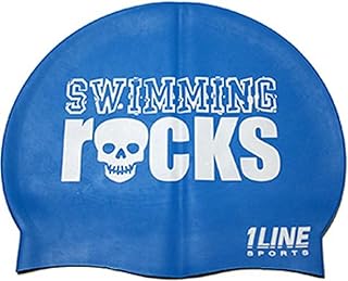 1Line Sports Swimming Rocks Silicone Swim Cap Royal