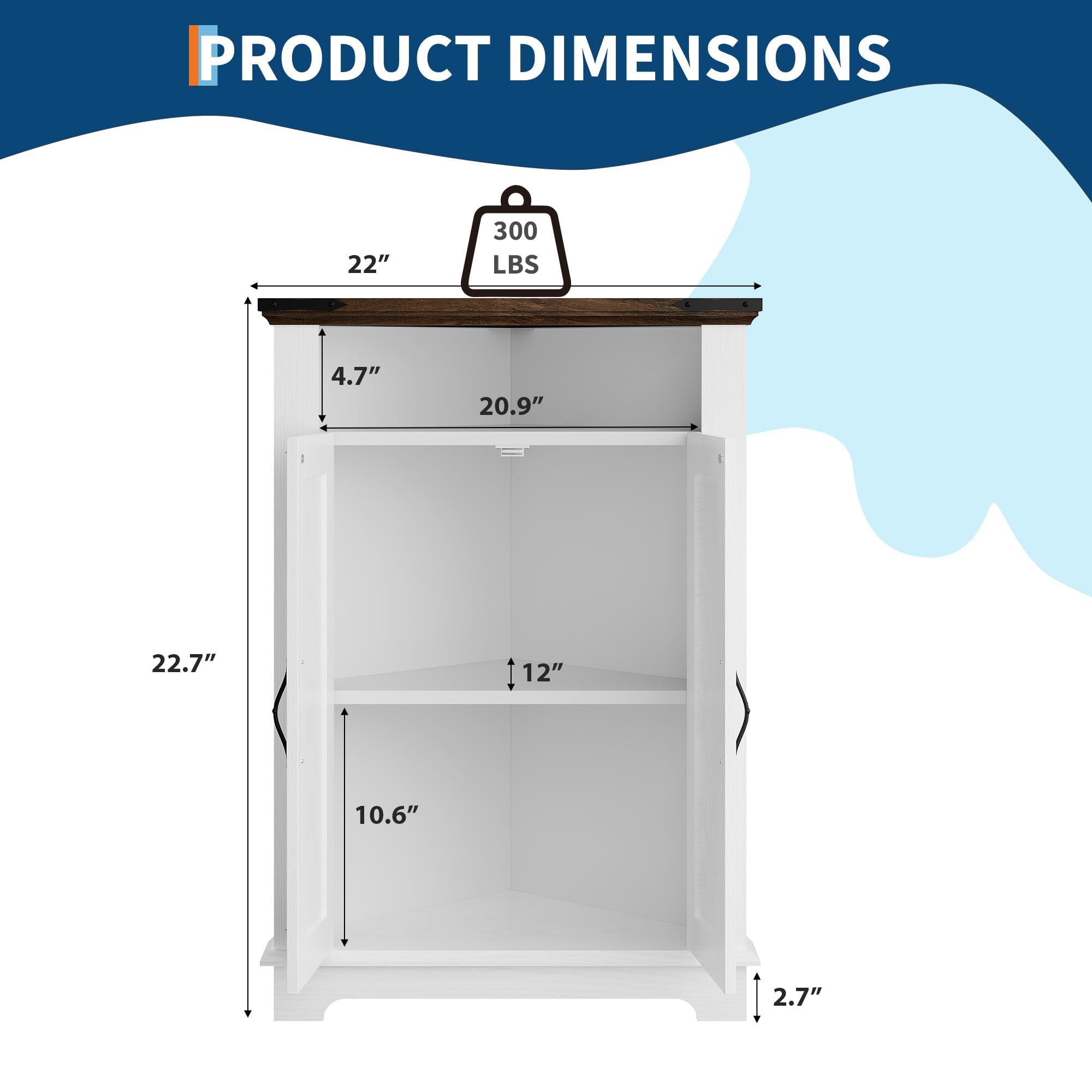 Kompakter Eckschrank Für Badezimmer, Modernes Badmöbel Mit Türen Aus Holz, Vielseitig Einsetzbar Als Badschrank, Küchenschrank Wohnzimmerregal, Möbel 56×38×82 h cm, Weiß