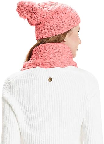 HANERDUN Women Girls Fashion Winter Warm Knitted Hat Beanie Hat Scarf Set