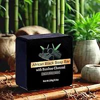 Sabonete preto africano de carvão de bambu com óleo de coco, barra de sabão natural para limpeza profunda e nutrição da pele, contra manchas escuras, pele oleosa, combate a acne e sinais de