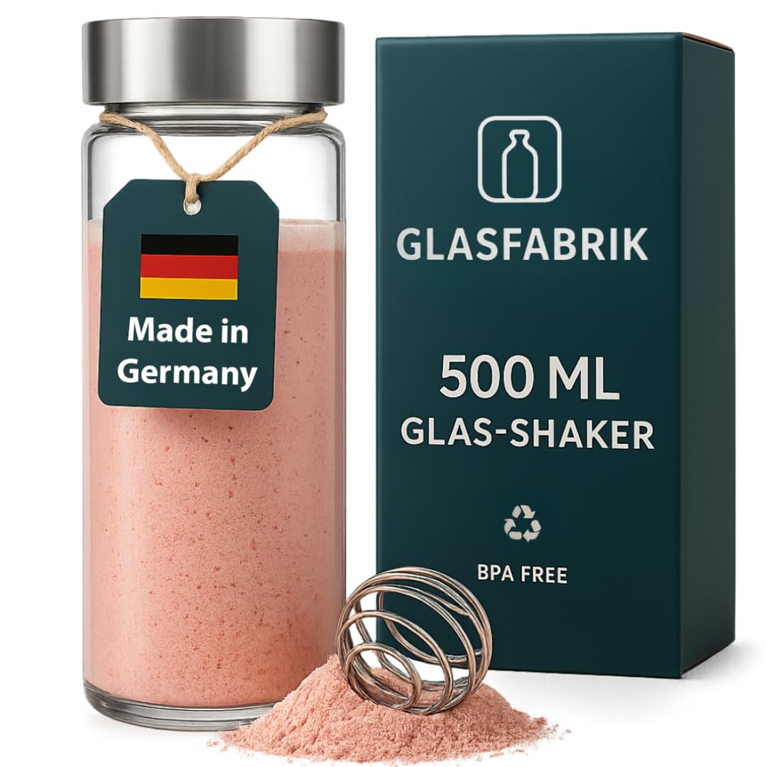 Glasfabrik Pink Premium Glass Shaker Protein Shake 500 Ml Made In Germany