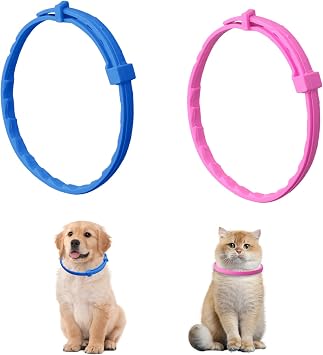 2 Pack Dog Repellent Collars Puppy Natural Repellent Treatment Adjustable Repellent Collar for Small-Medium Dogs Cats Waterproof Reflective Dog Repellent Last for 8 Months 38cm