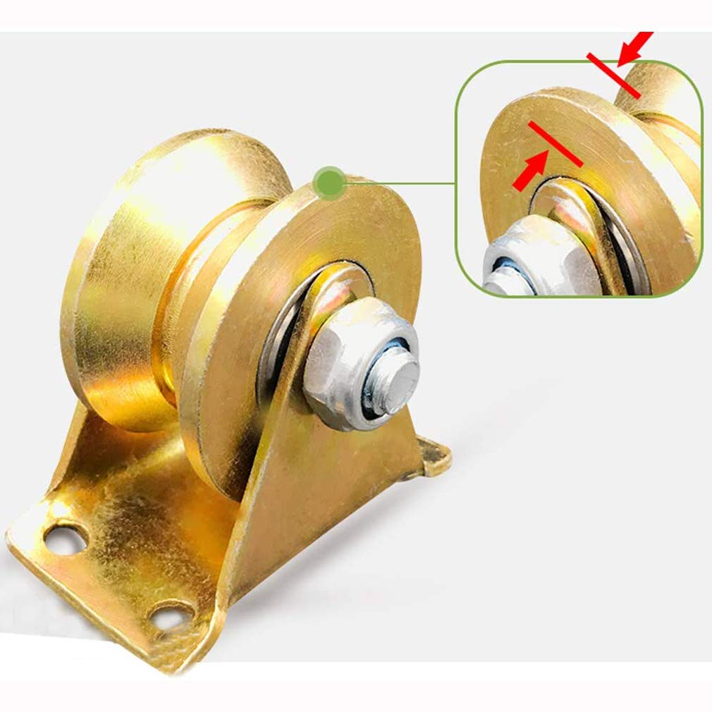 NIANXINN 4 V-Nut Stahl-Lenkrolle,Starre Schwerlastrollen,V-Förmige Schiene Rollen,für umgekehrte Spur,Rolltor,Schiebetor,Industriemaschinen,Drahtseilschiene,Doppellager,Kapazität 500kg(77mm/3in)