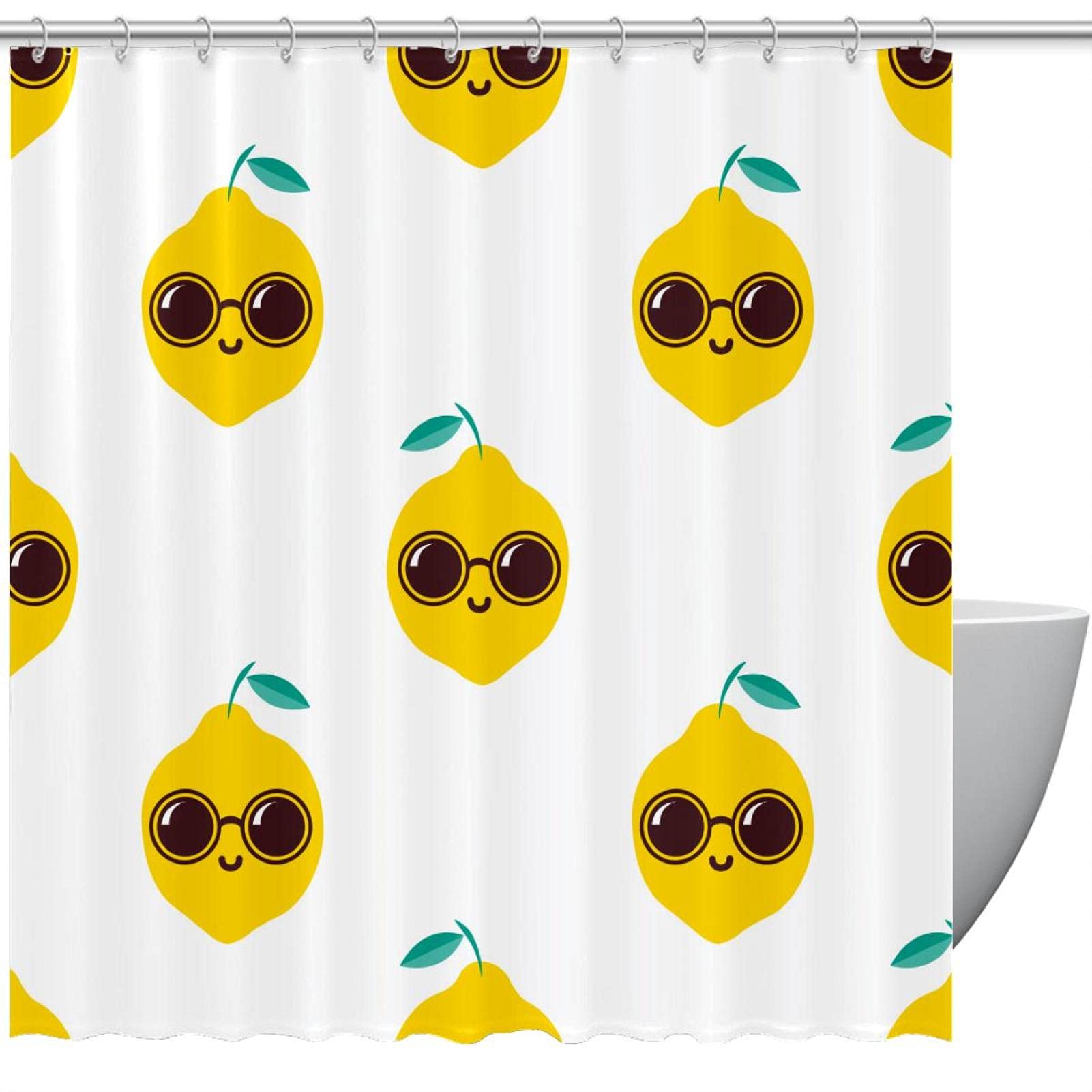 Rideau de douche imperméable motif fruits mignons 183 cm anti-éclaboussures