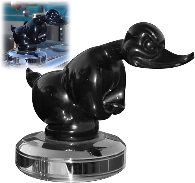 Angry Rubber Duck Hood Ornament, Death Proof Duck Black Convoy Alloy