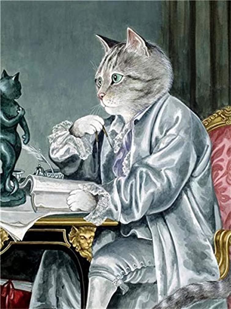 Amiiba DIY Paint by Numbers Kits, Animal Cat King 16x20 inch Acrylic Painting by Number Wall Art Crafts (Cat, Without Frame)