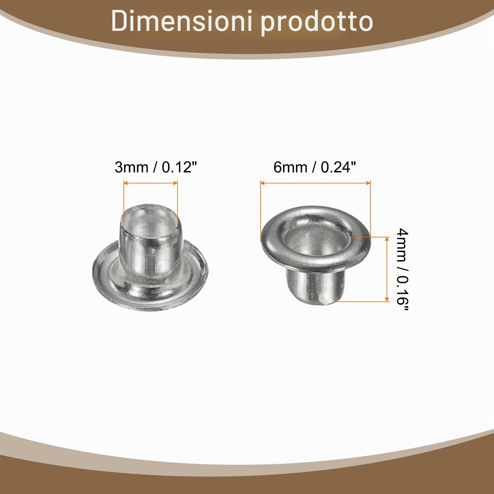 QUARKZMAN 50Set Occhielli per Teloni 3mm 1/8" Occhiello Strumento Metallici in Ottone con Rondelle per Tende in Tessuti Cinture in Pelle Scarpe Borse Fai Da Te, Argento