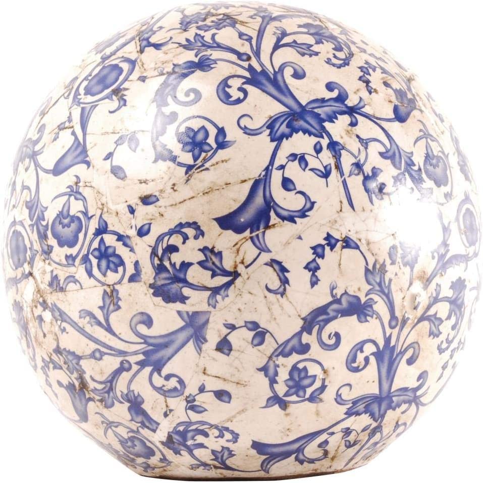 Esschert Design Boule en Ceramique - Bleu - D 18 Cm