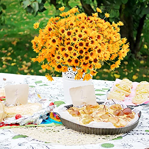 Uieke 6 Bundles Sunflowers Artificial Flowers Daisy Mums Fake Flowers Outdoor Uv Resistant No Fade Fall Flowers 24 Stems Greenery Shrubs Indoor Outside Home Wedding Office Diy Garden Décor (Yellow) #TOP3
