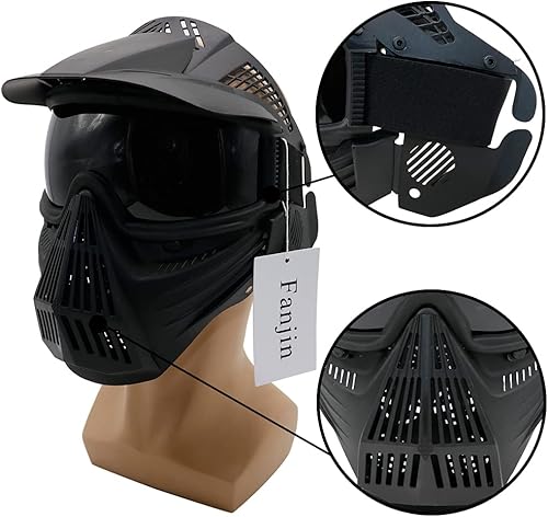 Miniatura 5 de Máscara de paintball, máscara de Airsoft, máscaras tácticas, equipo de cara completa con gafas resistentes a los impactos para caza, juegos de