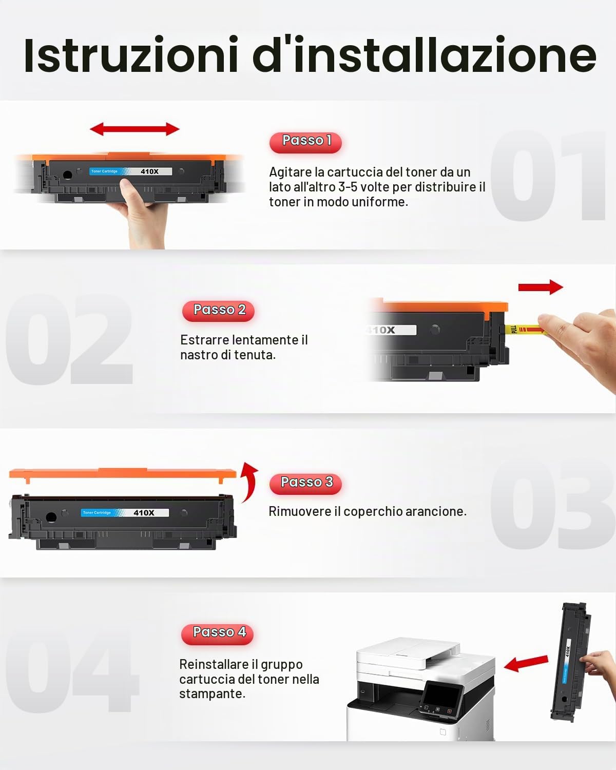 410X CF410X Toner Compatibile con HP Color LaserJet Pro MFP M477fdw | 410A CF410A Compatibile con HP Color LaserJet Pro MFP M477fdn M377dw M452nw M452dn M477fnw M477dw M477 M452 (4 pezzi)