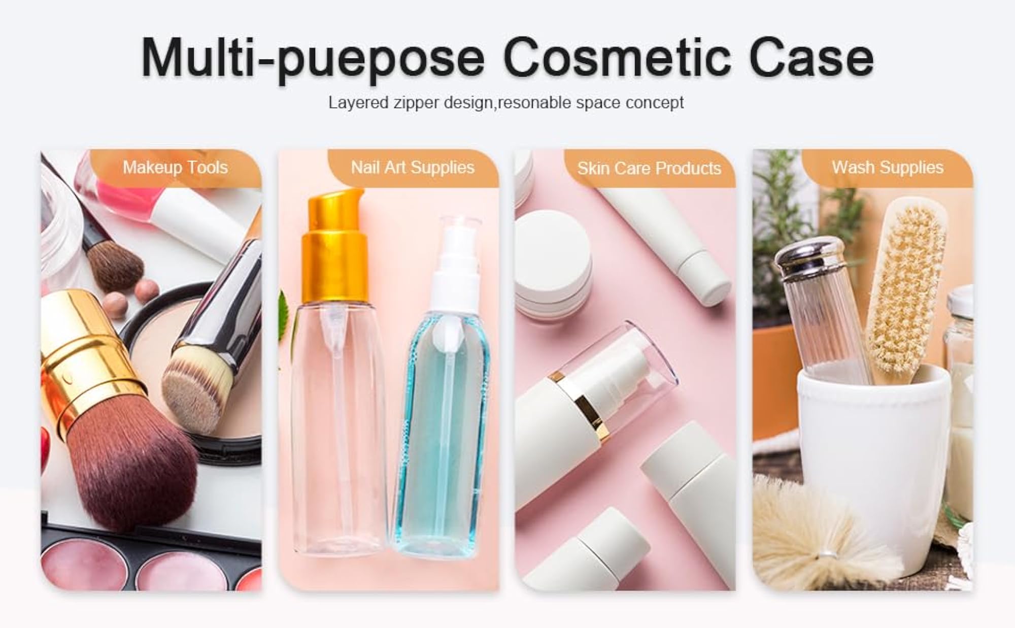 Portable Hard Shell Makeup Travel Case with Elastic Band
