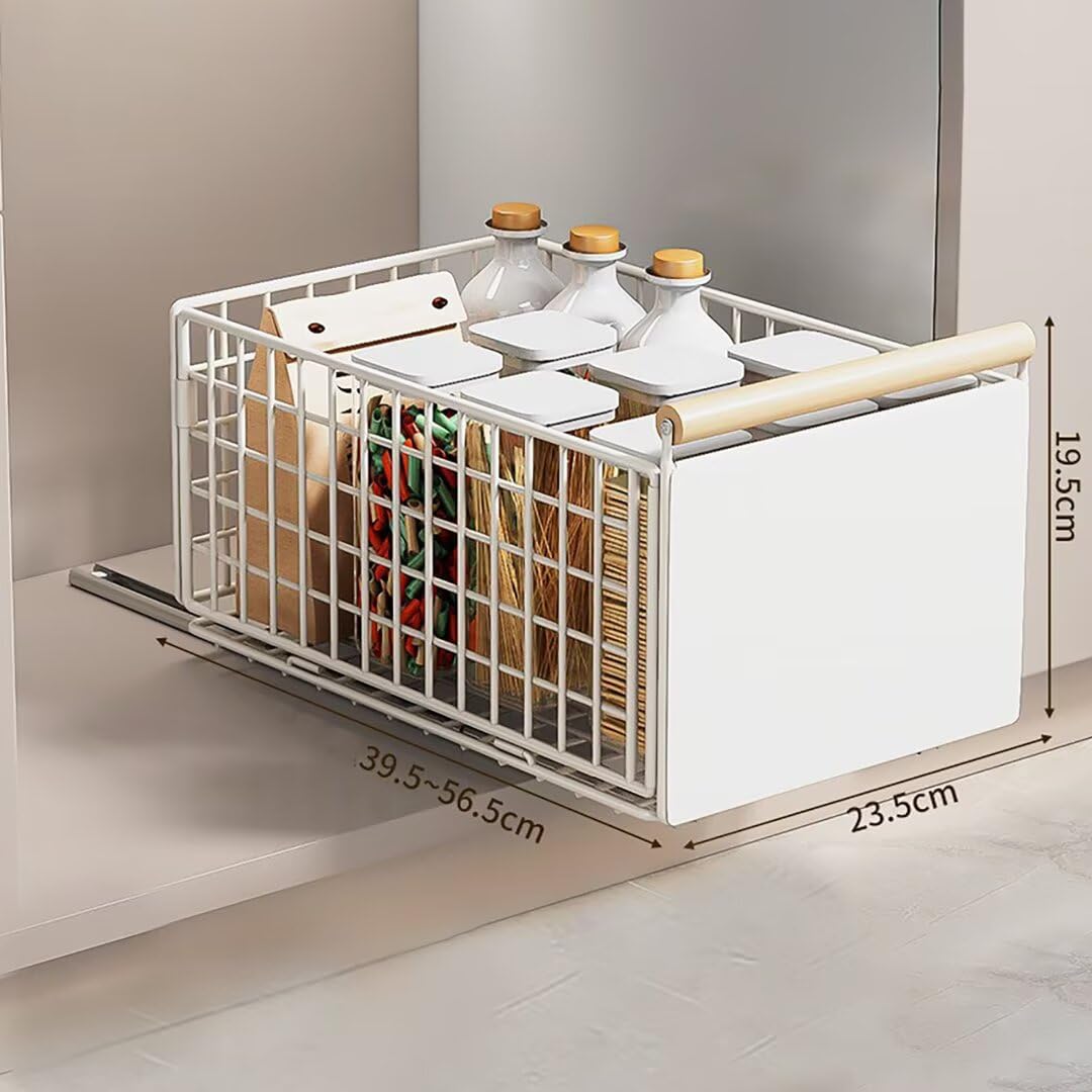 Pull Out Cabinet Organiser, 2PCS pull out kitchen storage Foldable, 23.5*19.5*39.5~56.5cm - Image 2