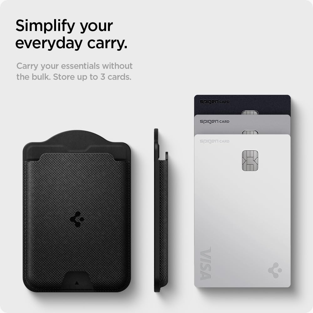Spigen Urban Fit MagFit Porte-Cartes magnétique 3 Cartes Conçu pour Coque magnétique Compatible avec Les séries Samsung Galaxy S26 / S25 / Edge/Z Fold 7 - Noir