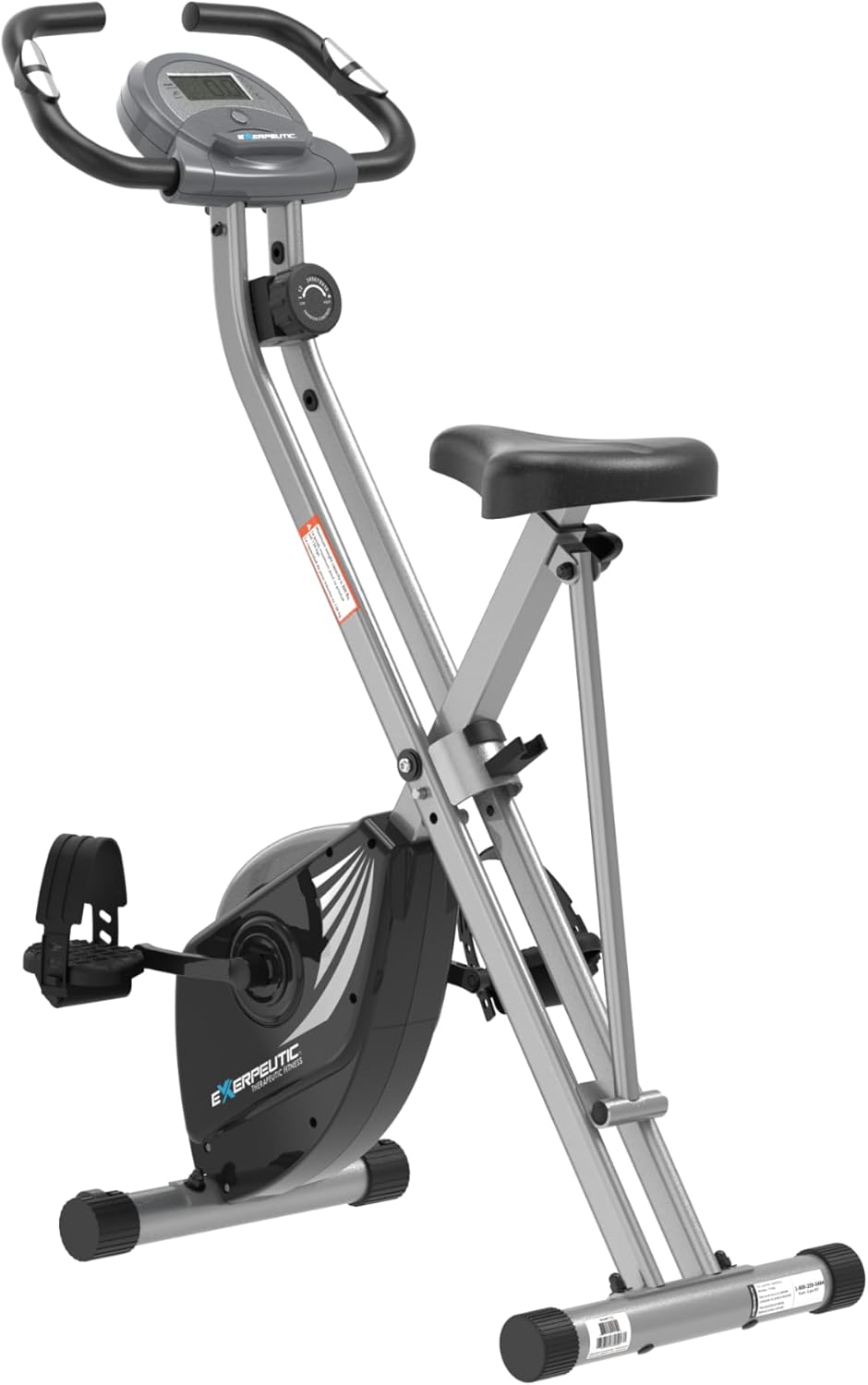 Exerpeutic Foldable Exercise Bike with 8 Levels of Resistance and LCD Display for Distance, Calories, Time, and Speed