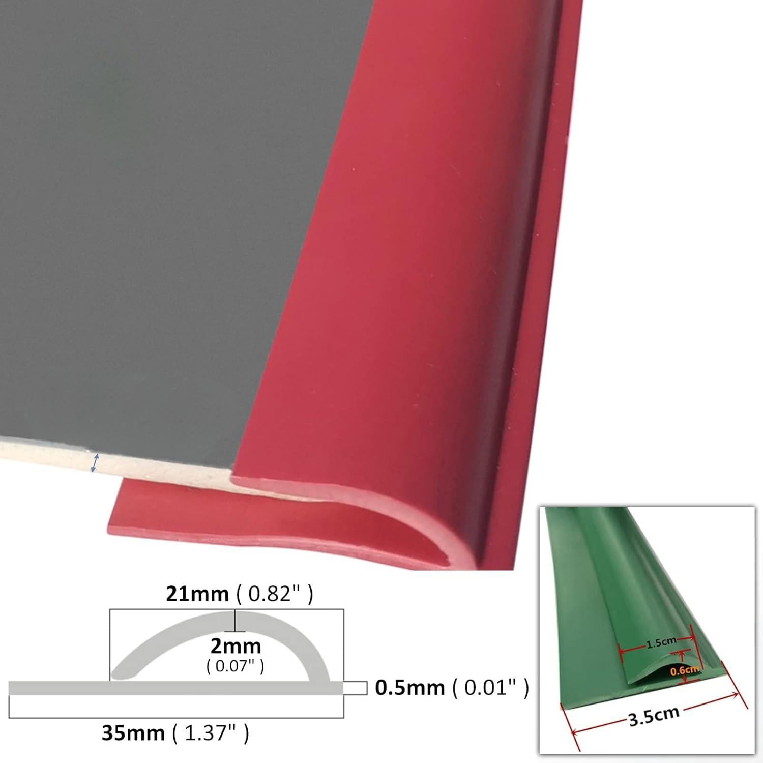 Ruban adhésif Double Face Ultra-résistant pour Tapis, Ruban Amovible pour Tapis de Sol, Ruban antidérapant Multi-usages pour parquets et Tapis d'extérieur,Rouge,3.5×1000cm