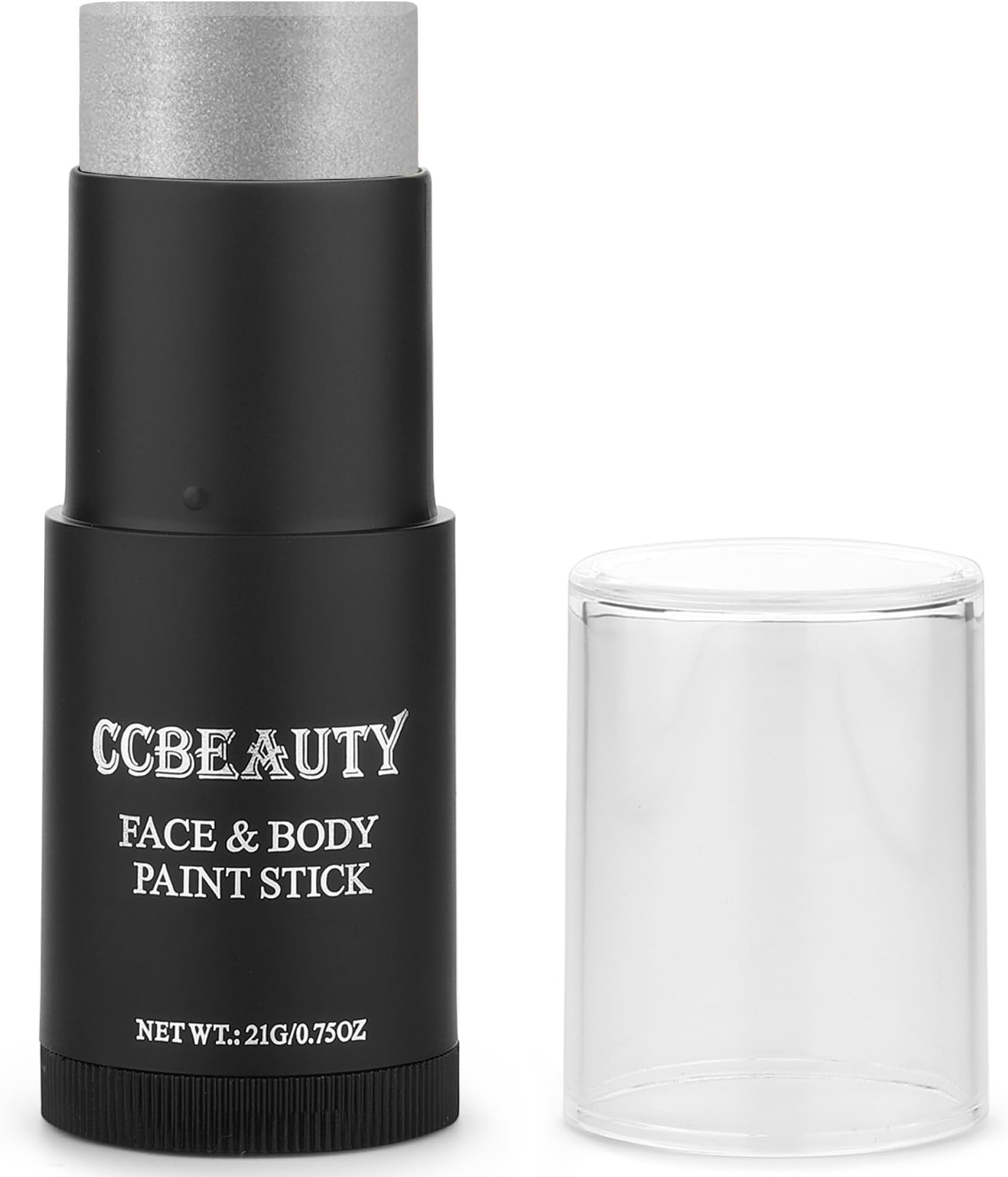 CCbeauty Metallic Silver Face Paint Stick, Glitter Face Painting Kit, Professional Body Paint Kit For Adults, Non Toxic SFX Makeup Kit For Halloween Costume Cosplay, Full Coverage Painting Foundation
