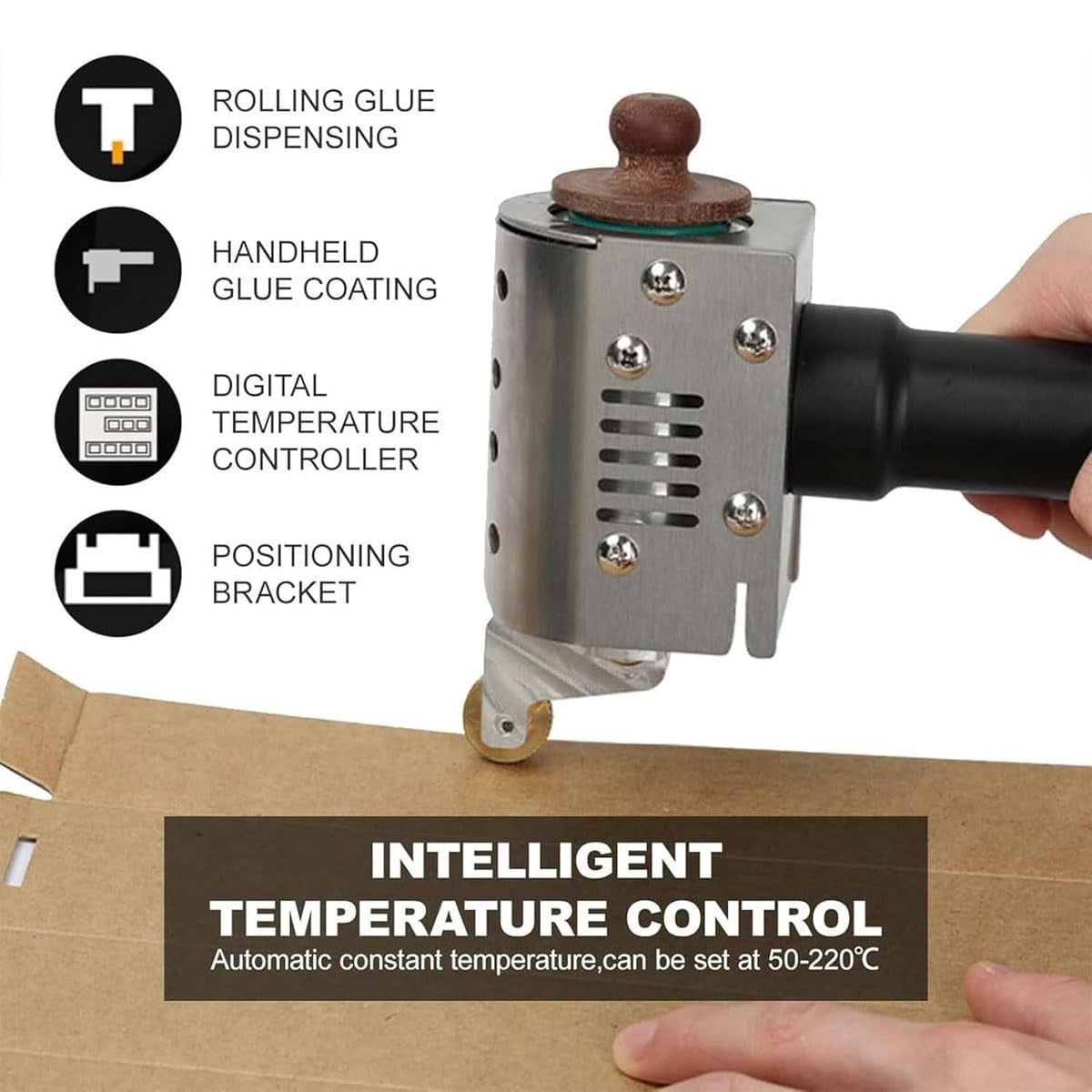 Dispenser di colla a caldo con display digitale e temperatura regolabile, applicatore adesivo portatile per progetti fai da te e artigianato