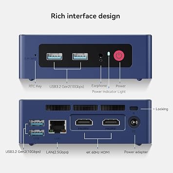 Beelink Mini PC N100(4C/4T,up to 3.4GHz),12th Alder Lake,Mini Desktop 12G LPDDR5 RAM 512G M.2 SATA SSD,Mini Computer 4K Dual HDMI/2.5G RJ45/Wifi6/BT5.2