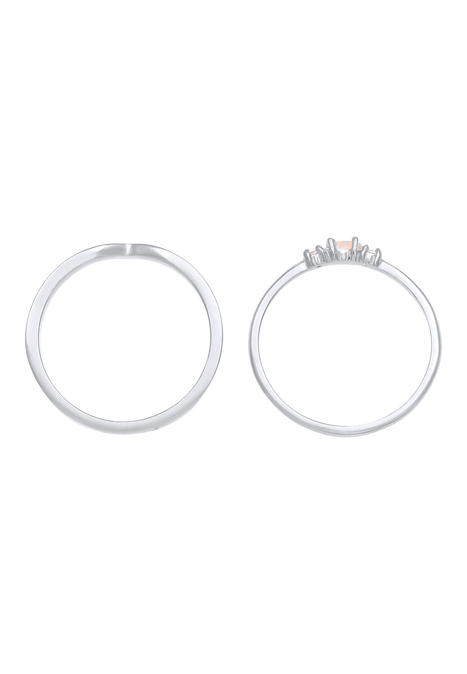 Elli Ring Damen Set Marquise V-Form Basic mit Synthetischem Opal und