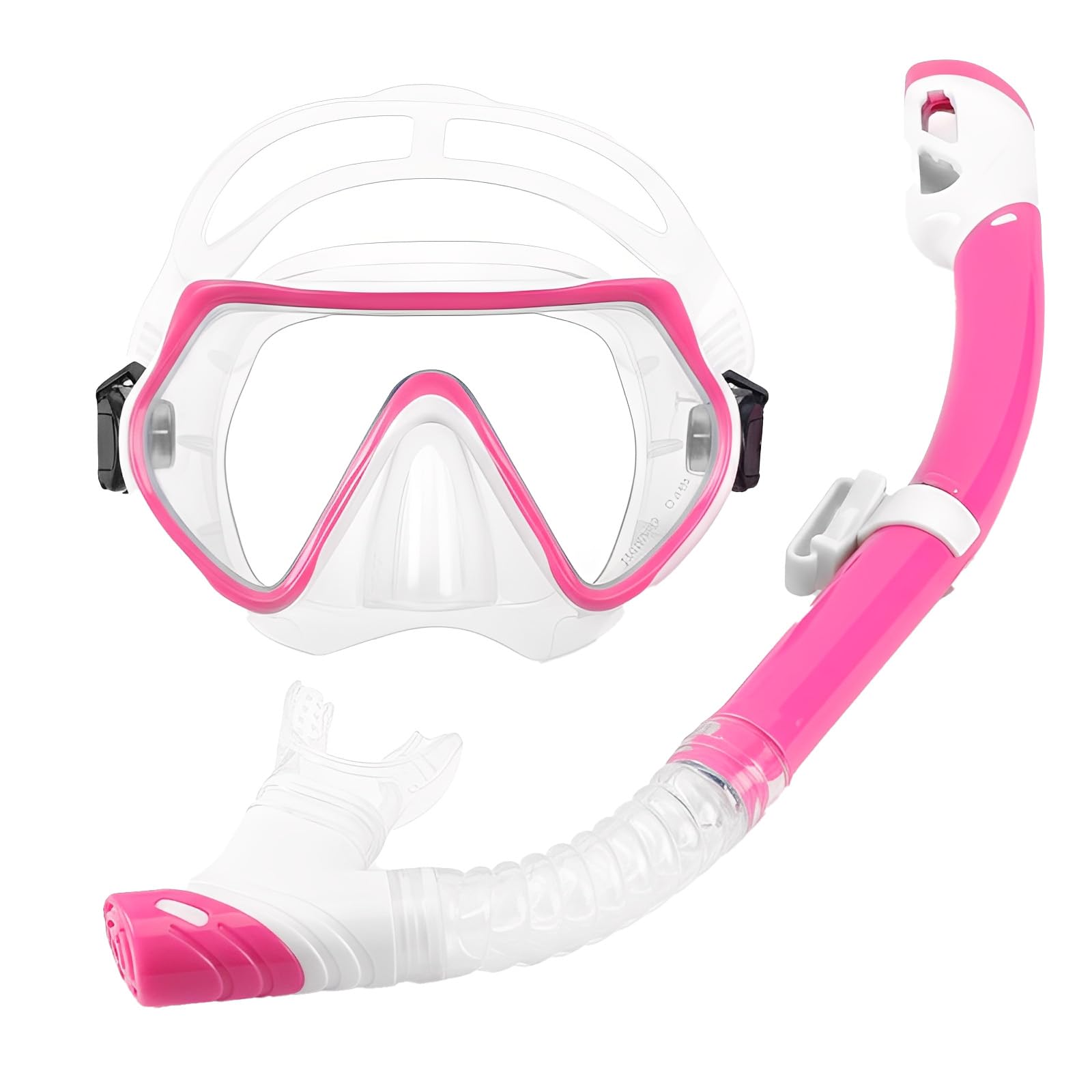 Set da snorkeling, occhiali da sub con boccaglio, maschera subacquea in silicone, set da snorkeling, occhiali da nuoto elastici regolabili, maschera da snorkeling rosa