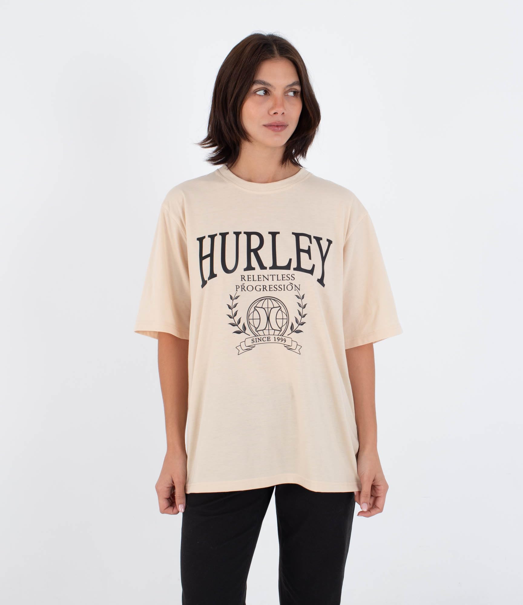 Hurley Womens Short Sleeve Global T-Shirt, Cream, S EU