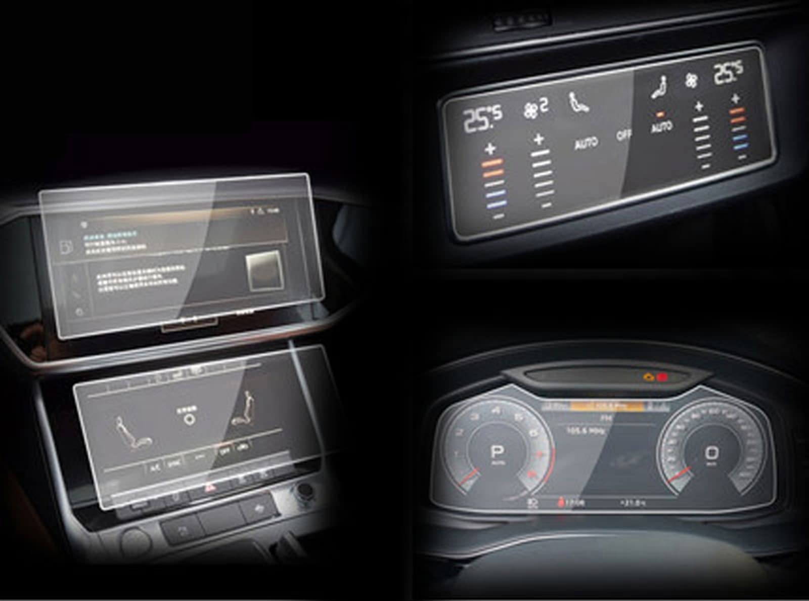 2 Stücke Gehärtetes Glas Film Für Audi A6 A7 2019 2020 Auto GPS Navigation Displayschutzfolie Auto Innenraum Displayschutz Zubehör (Color : 1 Set)
