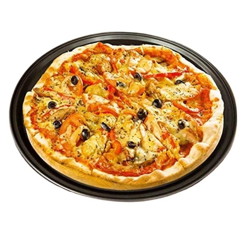 Bandeja Antiadherente para Pizza, Bandeja para Hornear con Agujeros, Redonda, Honda, Molde para Hornear, Horno, Utensilios de Cocina para el hogar, Pizza de Acero (32 cm)