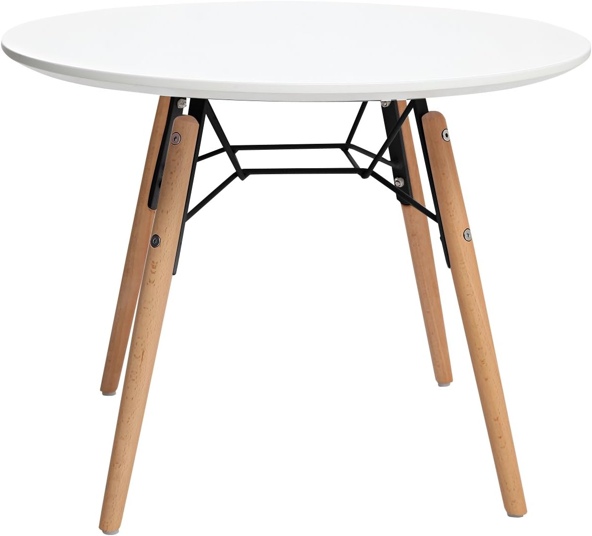 2xhome Kids Size White Round Circle Activity Table with Eiffel Dowel Leg (Round White), Single, Set of 1