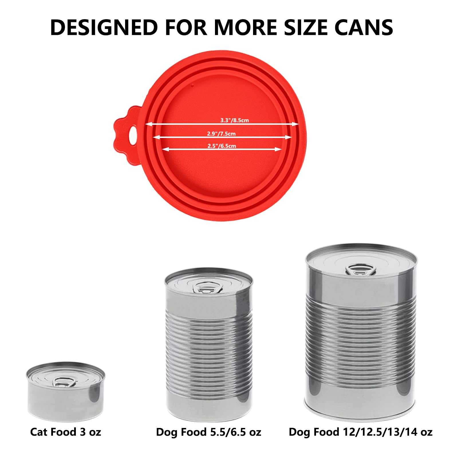 SHILCONYU 6 Pack Pet Food Can Lids, Universal Silicone Can Covers for Dog and Cat, BPA Free & Dishwasher Safe, One Fit 3 Standard Size Food Can Top (Red)