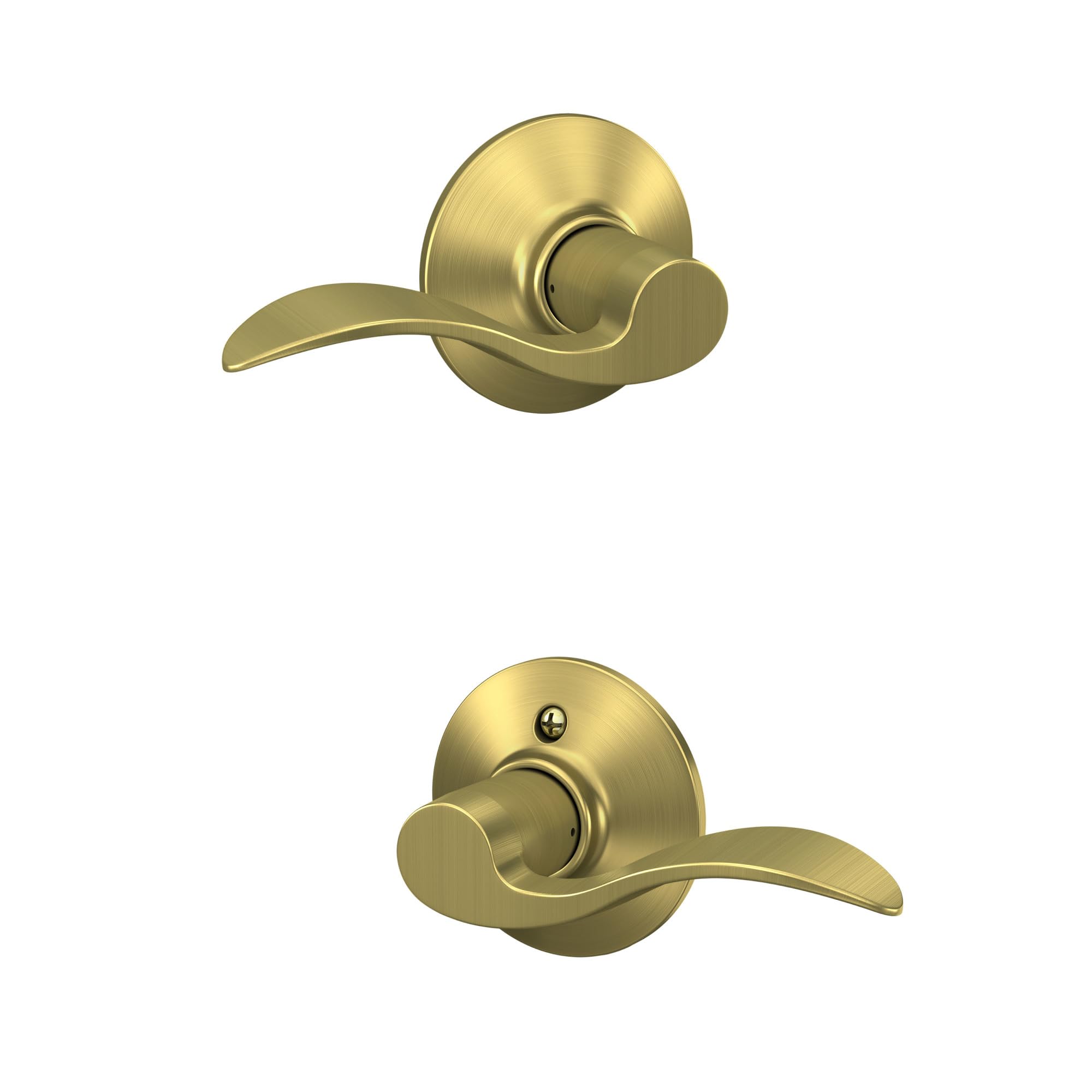 Schlage F10 ACC 608 Accent Door Lever, Hall & Closet Passage Lock, Satin Brass