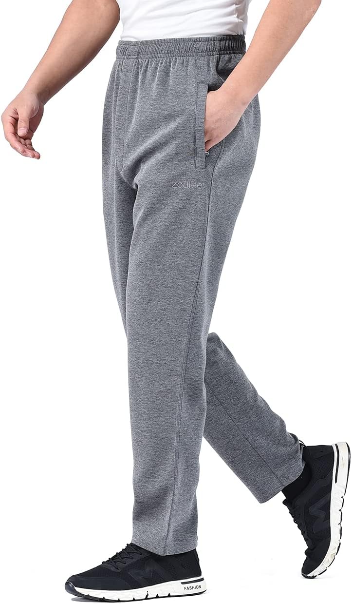 Zoulee New Men's Classic Drawstring-Waist Jogger Pants Sweatpants with Zipper Fly - Image 4