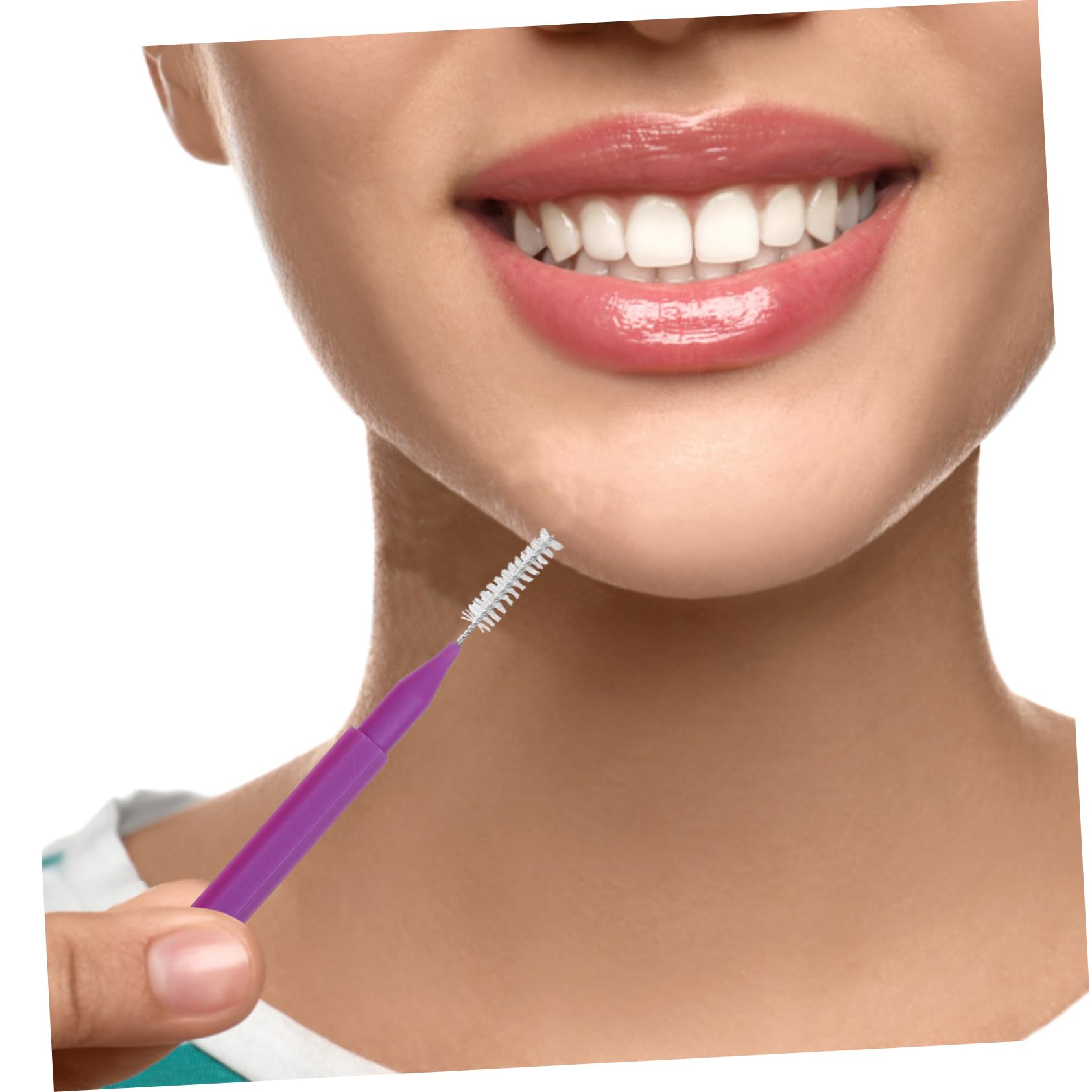 SHERCHPRY 5 Series Cepillo Interdental Para Limpieza De Aparatos Redondo Firme Reutilizable Portátil Pequeño Azul Alcance Oral 100 piezas*5