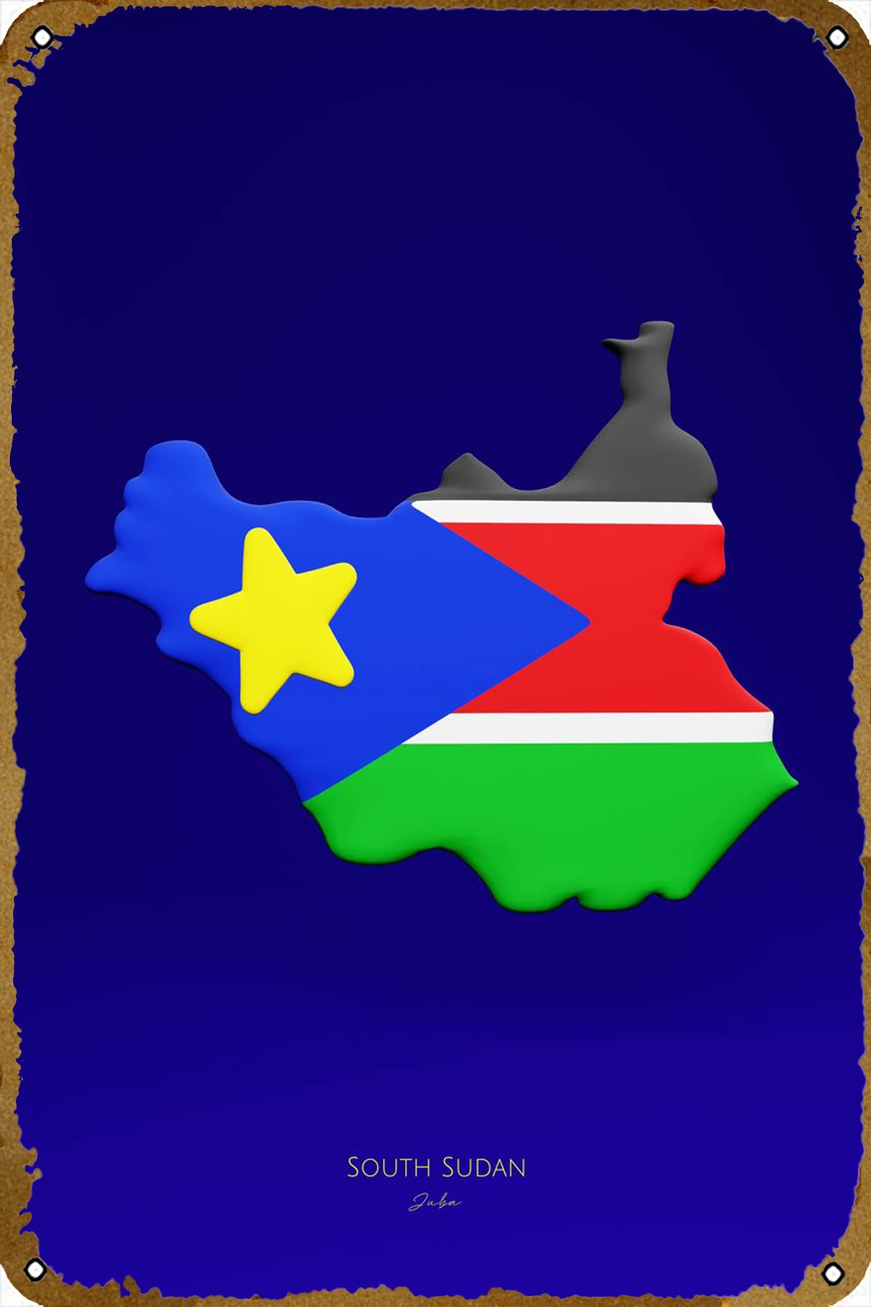 South Sudan Juba Salva Kii Metal Sign 8 X 12 Tin Sign Home Cafe Bedroom Wall Decoration Easter Mother's Day Best Gifts for Friends Family Neighbors