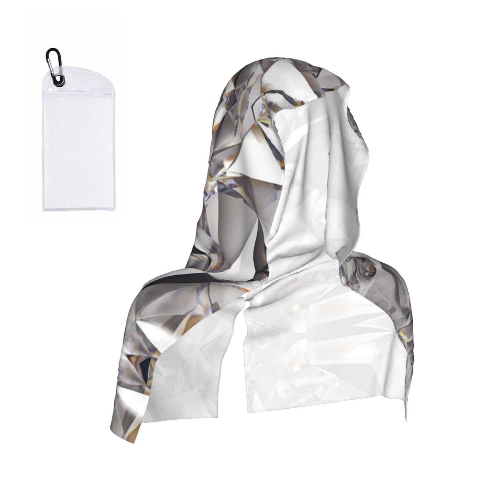 Esnaiuvcd Black Glitter Abstract Diamond Crystal Pattern Print Multifunctional Cooling Hoodie Bandana Portable Sweat Absorbing Design For Beach Workouts Exercise Heat Relief Accessories
