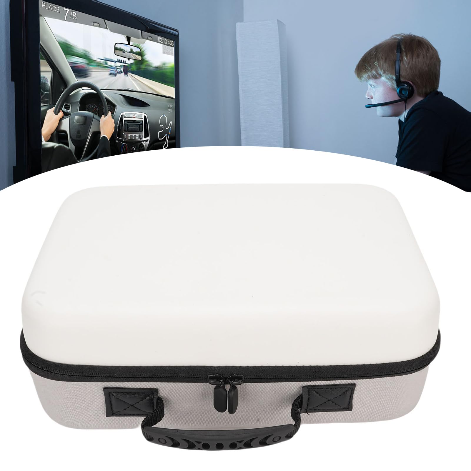 SENECESLI Bag di Console di Gioco, Custodia per L'interruttore 2 2025, Spazio di Viaggio di Protezione Protettiva con Slot di Carte da Gioco e Tasche a 2 Mesh, Spalla (WHITE)