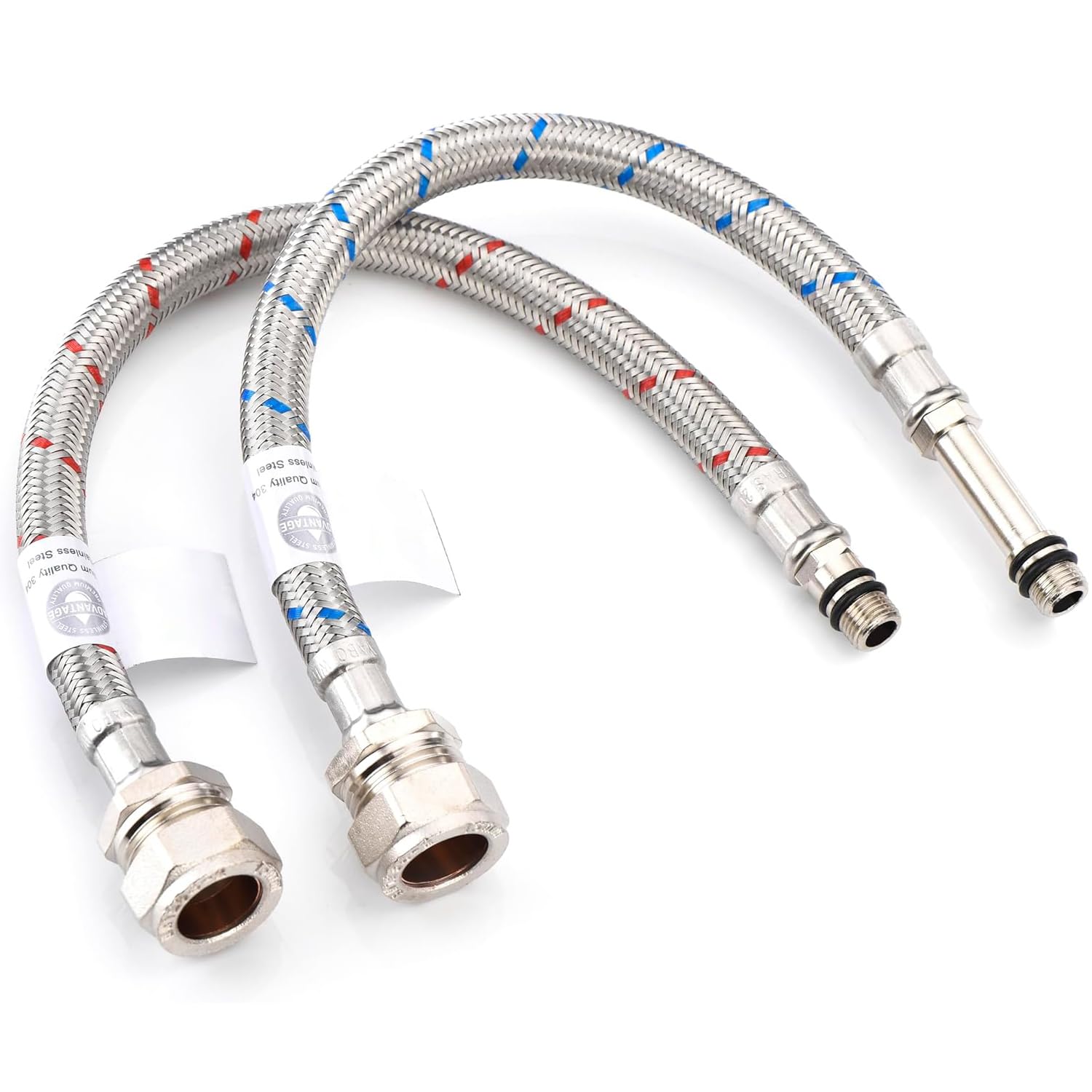 B&Q -  Westco Wras Approved 10mm X 15mm Compression 300mm Mono Flexible Connector Tails (Pair) For Kitchen & BathroomHot & Cold