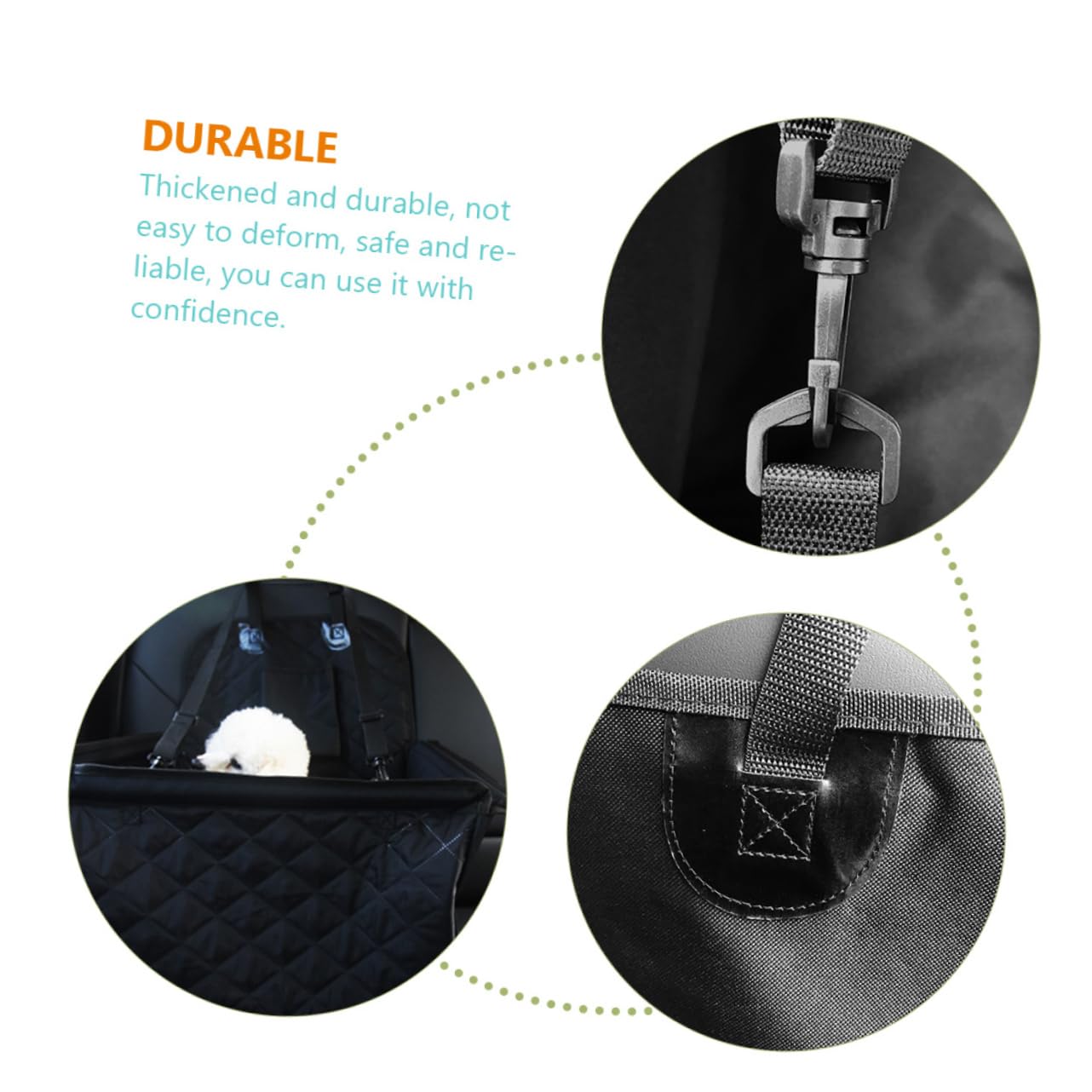 Abaodam Dog Car Bed Cushion Pet Car Seat with Storage Pocket and Safety Belt Thickened and Durable Design for Easy Installation and Long Trips