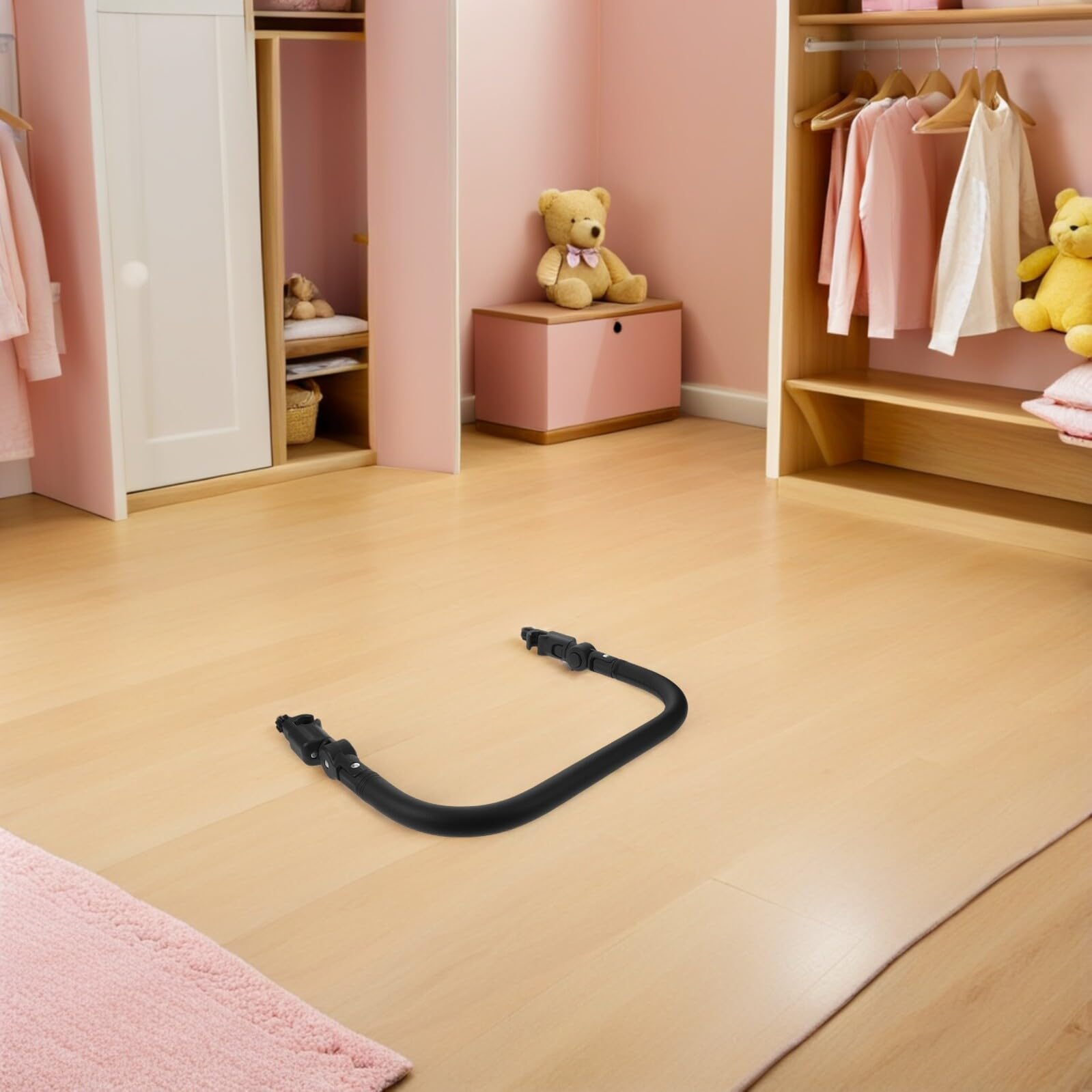 Bracciolo Passeggino Regolabile Angolo, Maniglia Pieghevole in Pu Nero Protezione Anti-caduta per Passeggino, Accessorio per Passeggiate Quotidiane