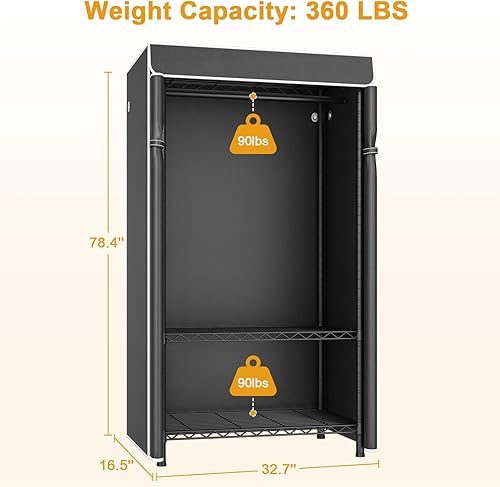 Miniatura 5 de H5C Perchero con Cubierta, Armario Portátil para Colgar Ropa, Percheros de Ropa Cubiertos Resistentes, Percheros de Ropa Independientes con Estantes