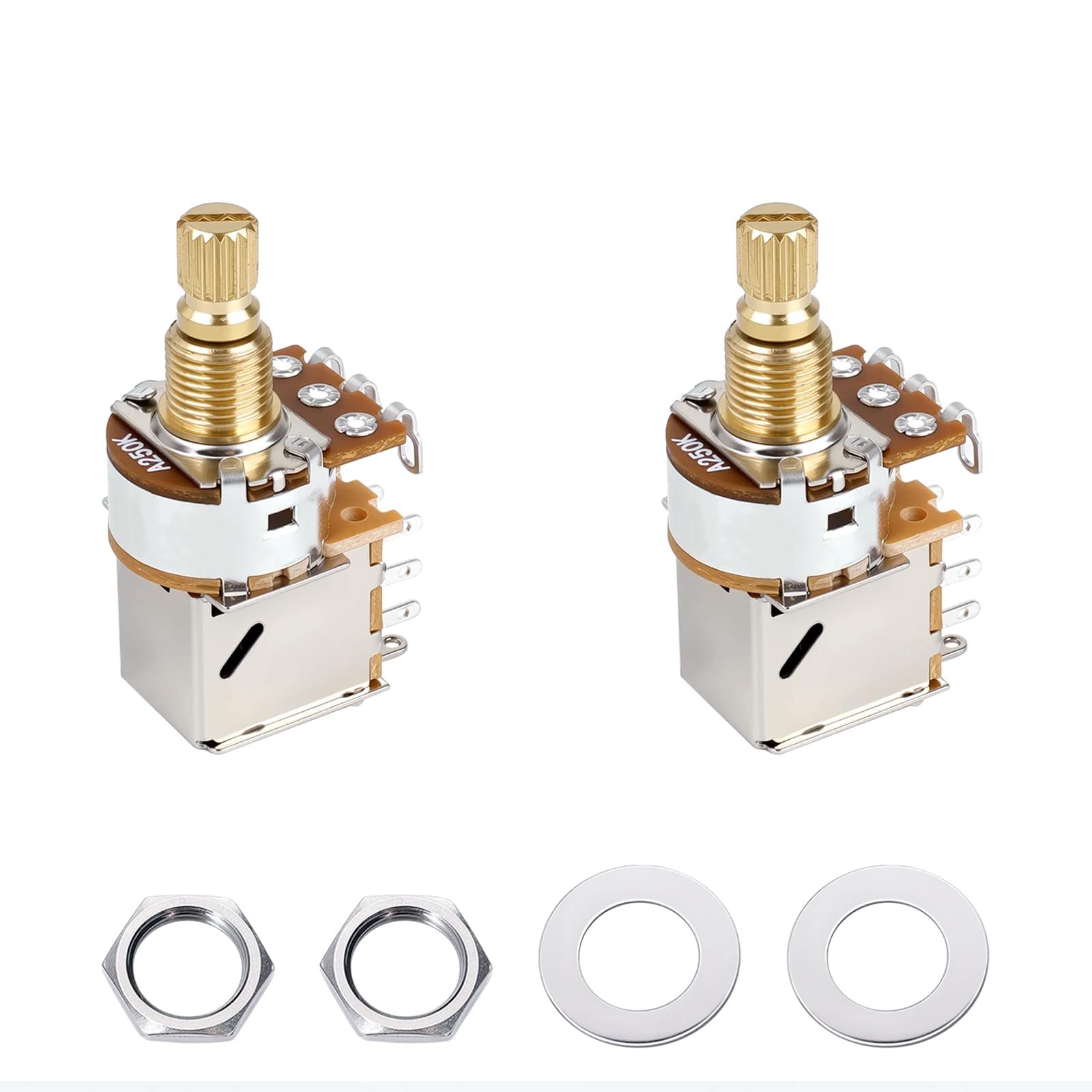 Banworks Full Brass A250K M8 Thread Push Pull Guitar Pots Metric 18-Spline