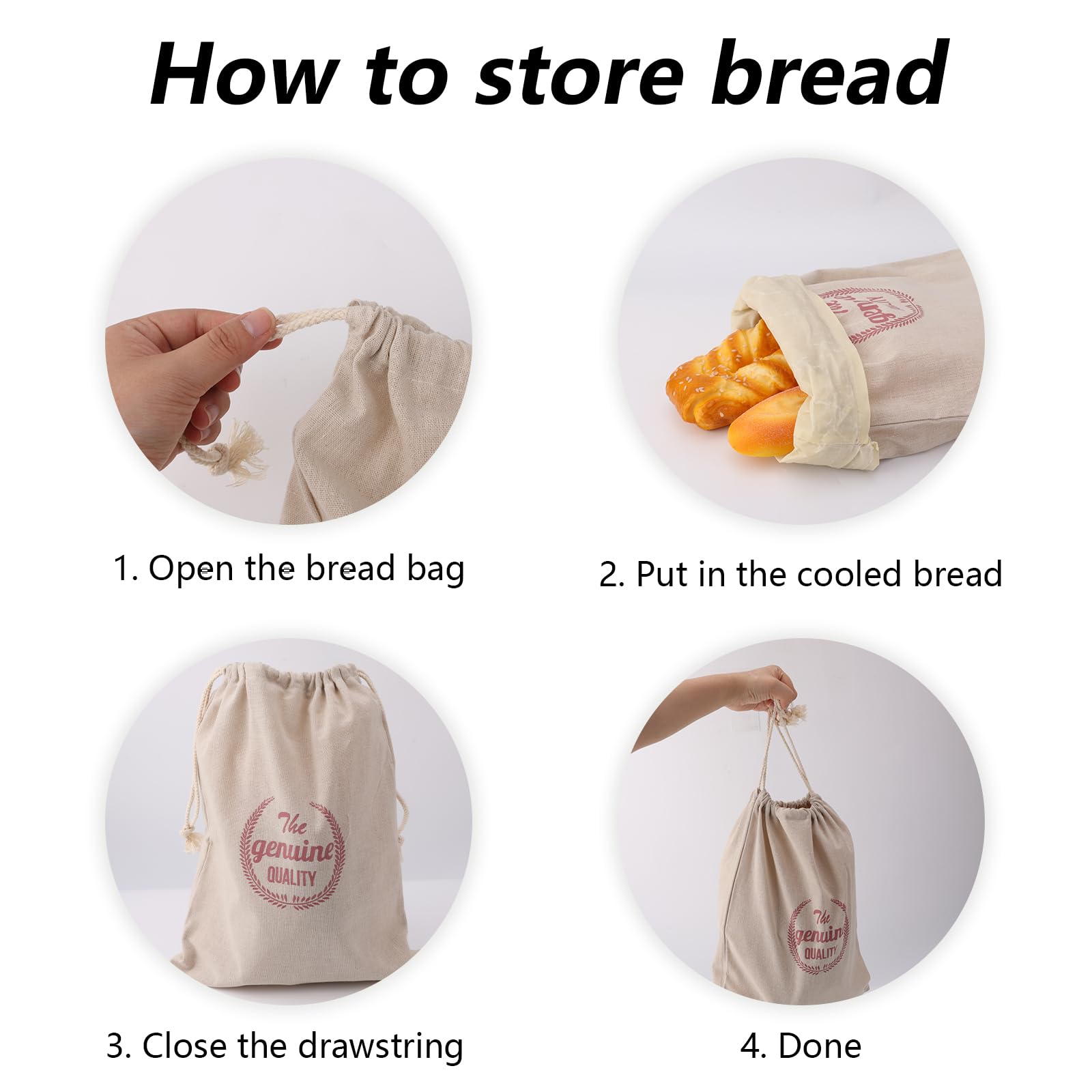BOXOB – 2 Sacchetti In Cera D'Api Per Pane – Riutilizzabili E Lavabili – 43x53 Cm – Adatti Al Congelatore - 3
