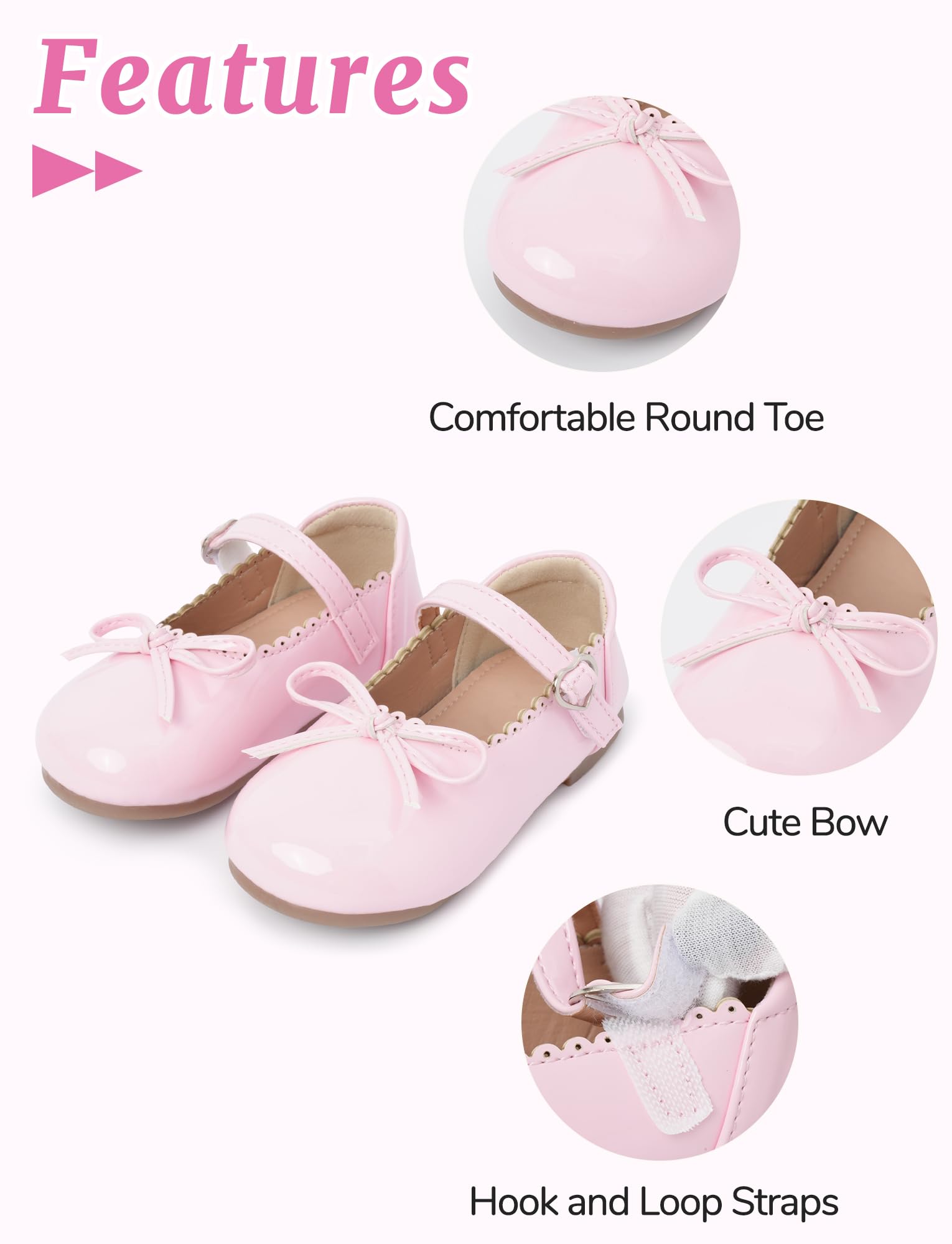 Chaussure Mary Jane Filles Enfants Chaussures Plat de Princesse Antidérapante avec Nœud Chaussure en Cuir Brillant 21-30 EU