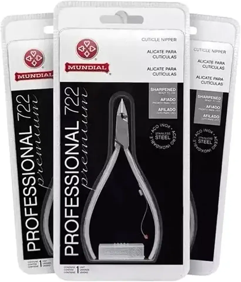 Kit 3 Alicates Inox 722 Cutícula Profissional Afiado Mundial