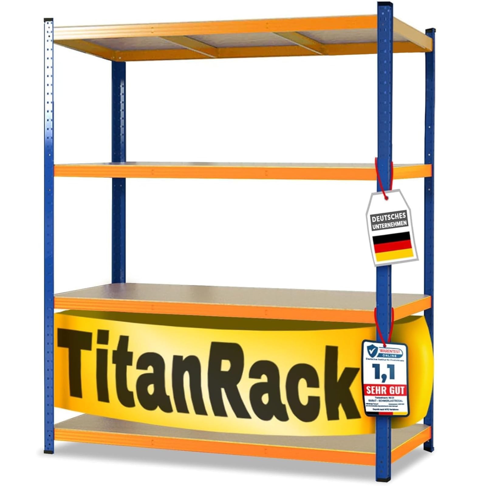 Floordirekt Estantería para cargas pesadas, sótano, estantería de metal, estantería de oficina, color azul y naranja