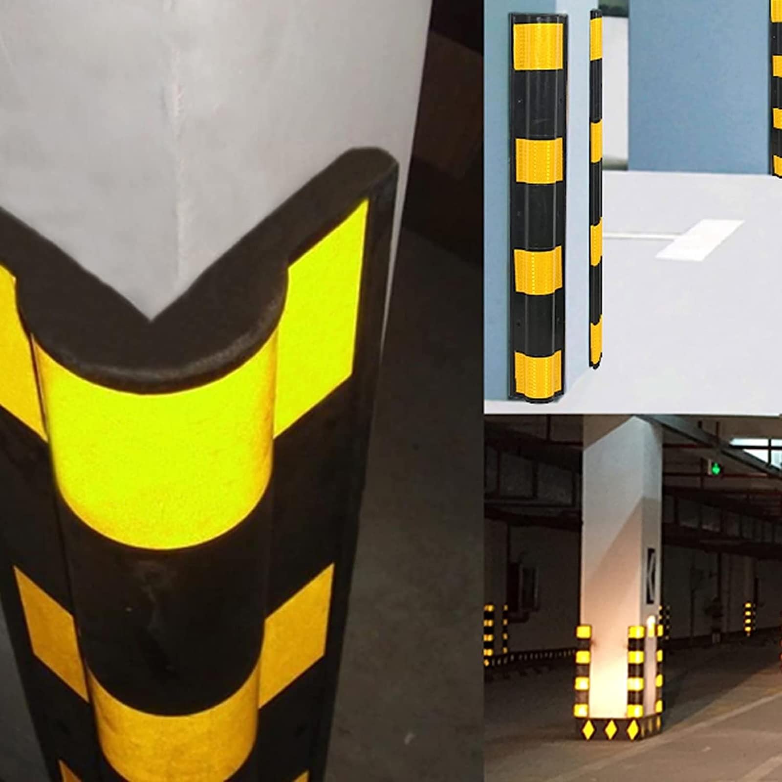 Paraspigoli Profilo Angolare Spigoli In Gomma Guardia D'angolo Del Protettore Della Parete Del Garage Per Il Parcheggio/ Bordo Del Magazzino, Forma A L Riflettente Colonna Protettrice Del Bordo Del Mu