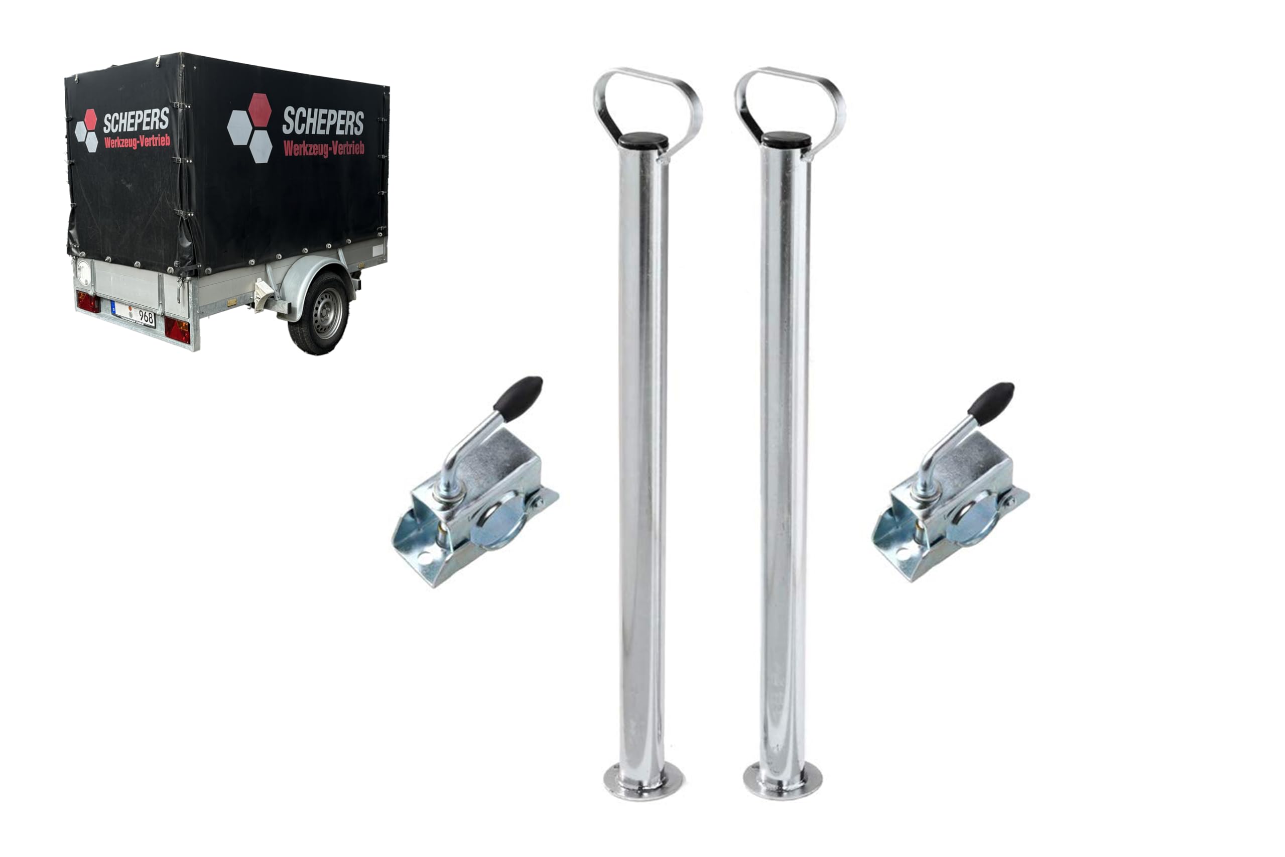 2 supports et 2 dispositifs de serrage pour remorques ou caravane