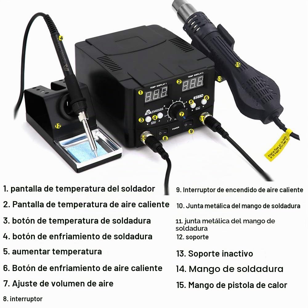 Estación de soldadura digital LED 2 en 1 800 W con estación de soldadura eléctrica para teléfono PCB IC SMD BGA Set de soldadura